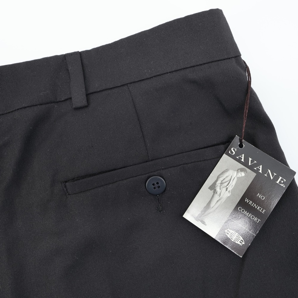 NEW Savane Mens Black Pleated Micro‎ Denier Polyester Dress Pants Size 40x30